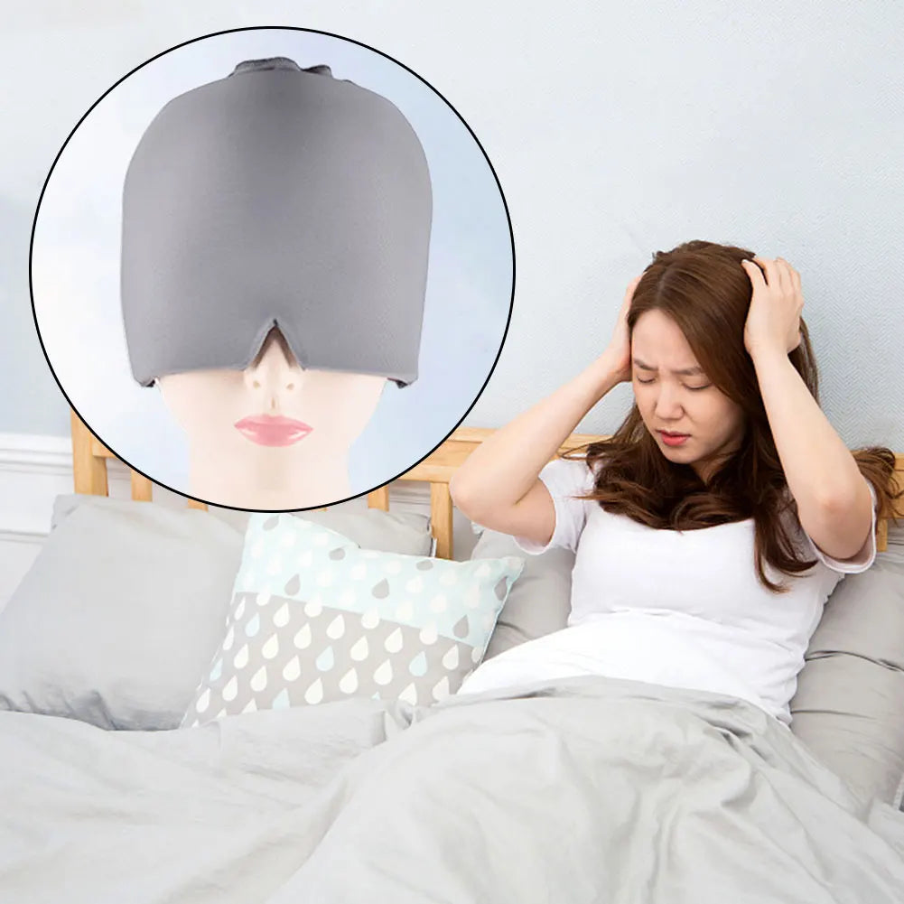 Gorra de Alivio para Migrañas con Terapia Fría y Caliente – Máscara de Gel Reutilizable para Dolor de Cabeza y Estrés